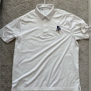 Notre Dame Under Armour White Polo Shirt with Embroidered Logo